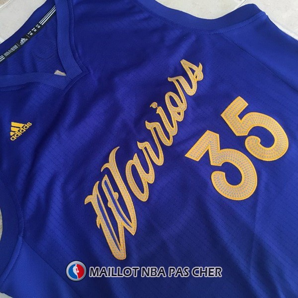 Maillot Authentique Navidad Golden State Warriors Durant 35 2016-17 Bleu